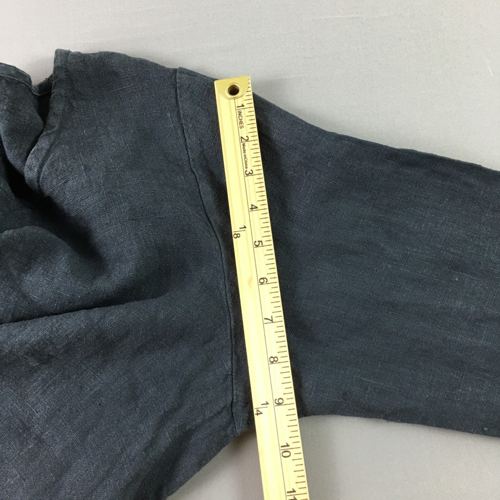 Bryn Walker Linen Midi Dress Women L Dark Grey Long Sleeve Lagenlook Summer USA - Picture 8 of 16